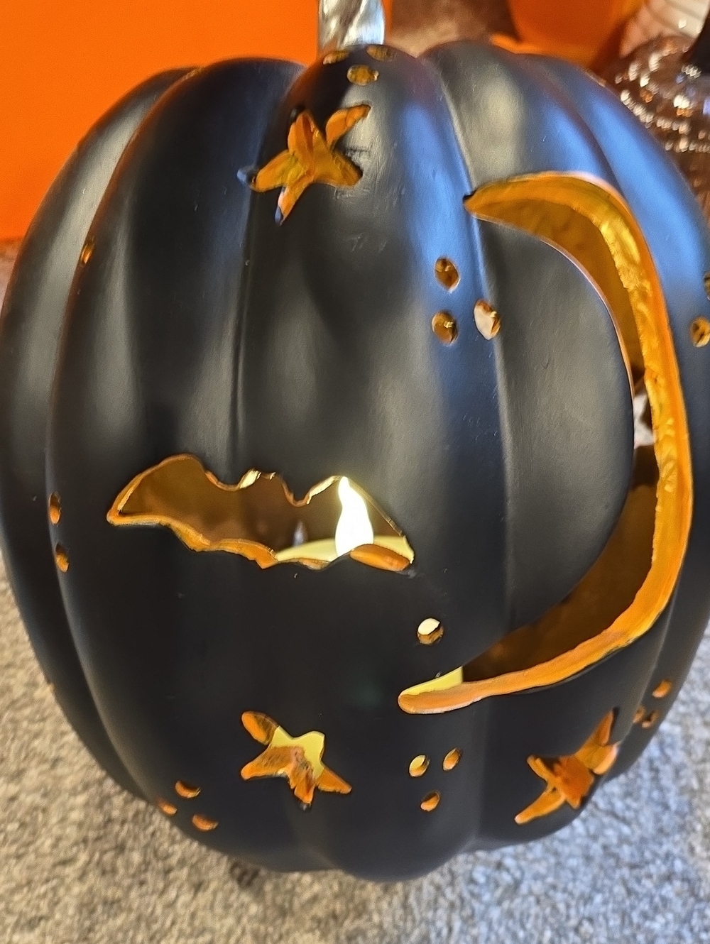 Decorative Black Pumpkin Lantern